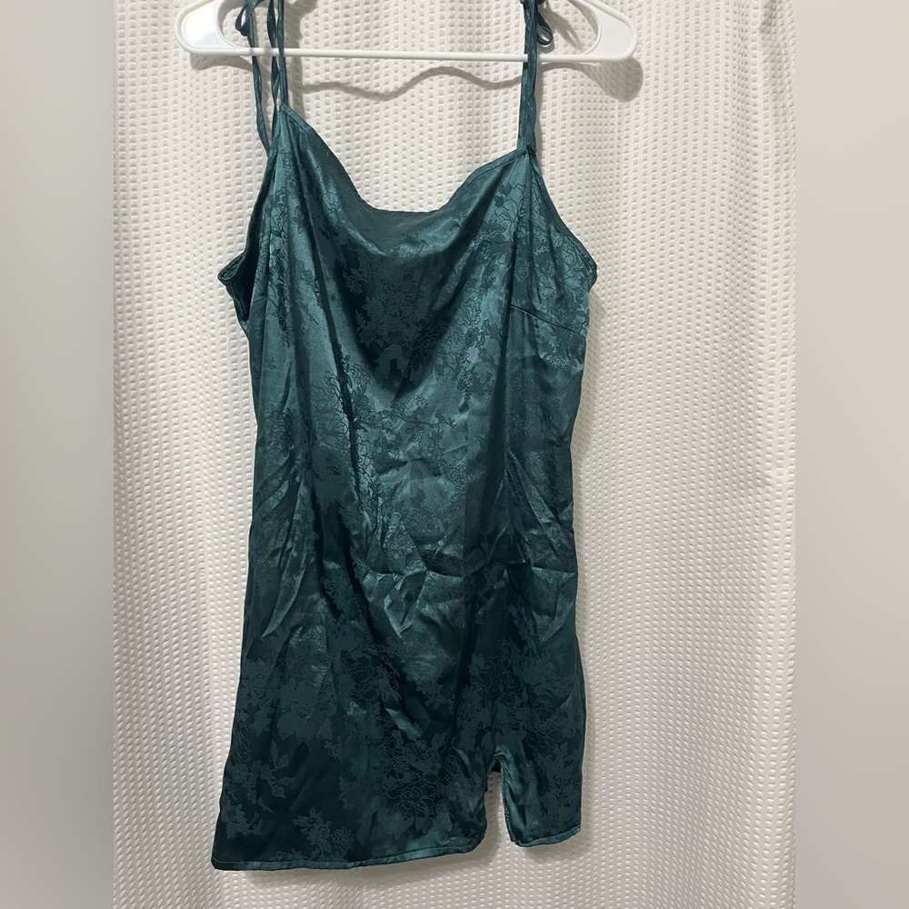 Emerald green slip dress w slit